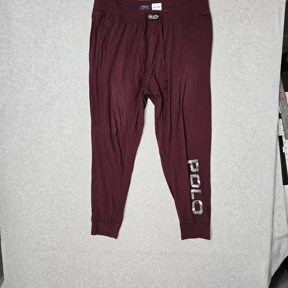 Polo Ralph Lauren‎ Men Sleepwear XL Burgundy Sweatpants POLO Pajama Pants Logo
